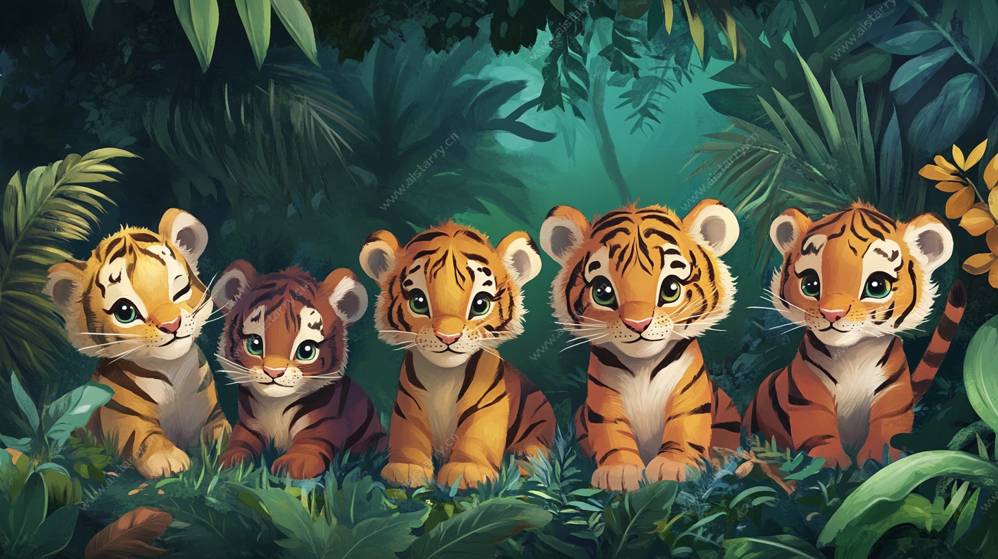 五只萌虎的丛林奇遇