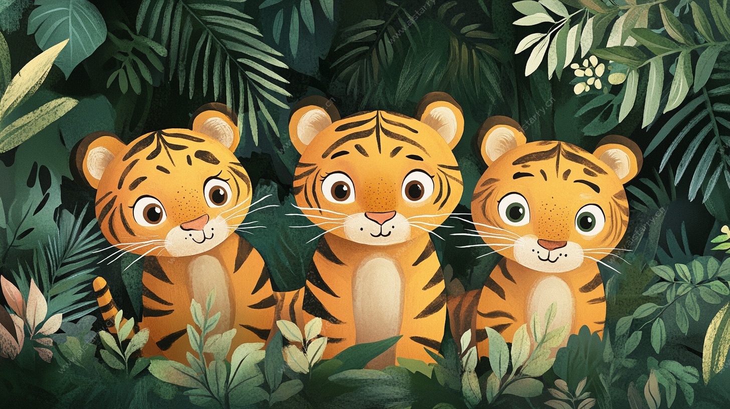 三只萌虎在丛林