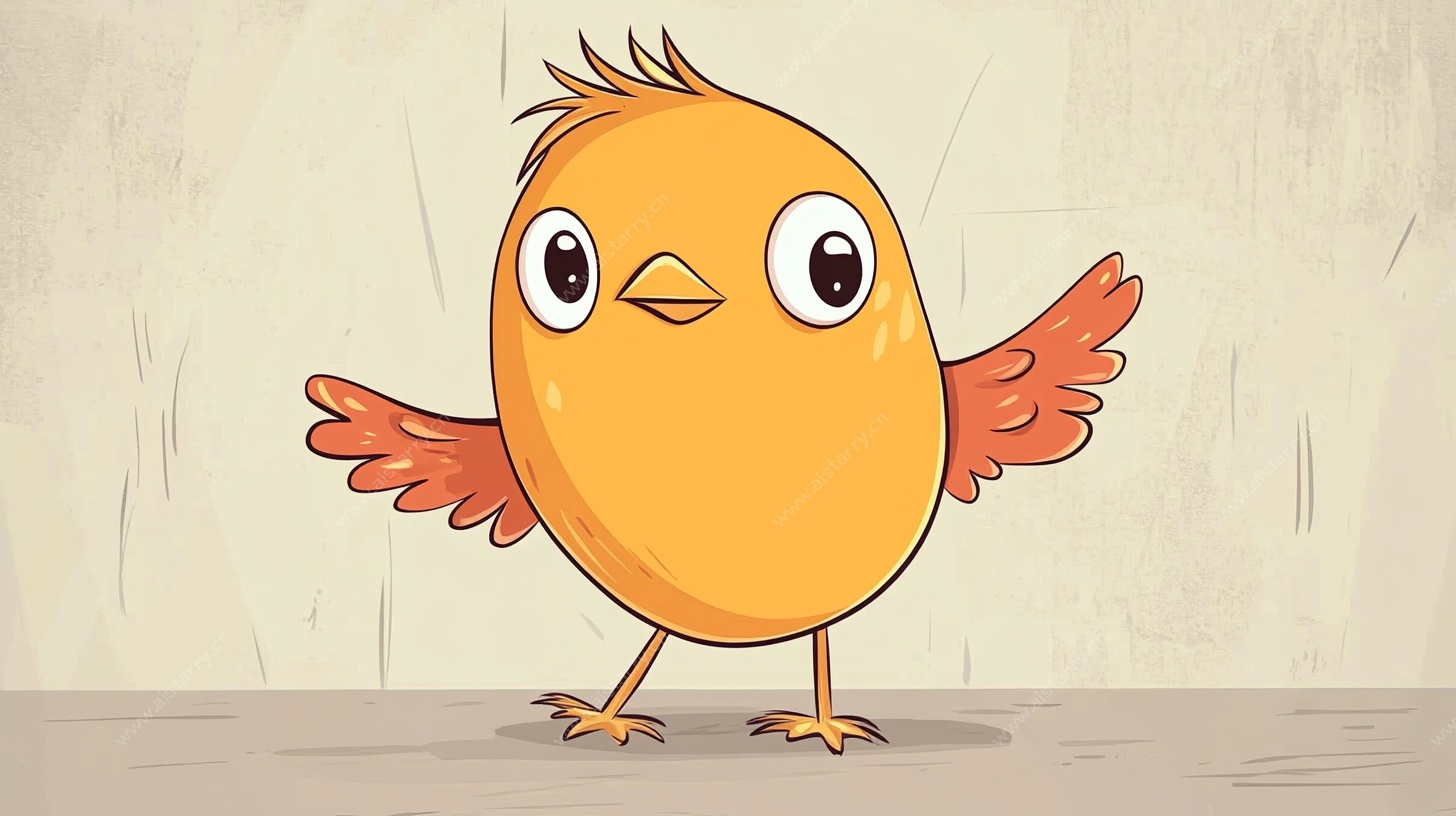 可爱小黄鸟展翅站立