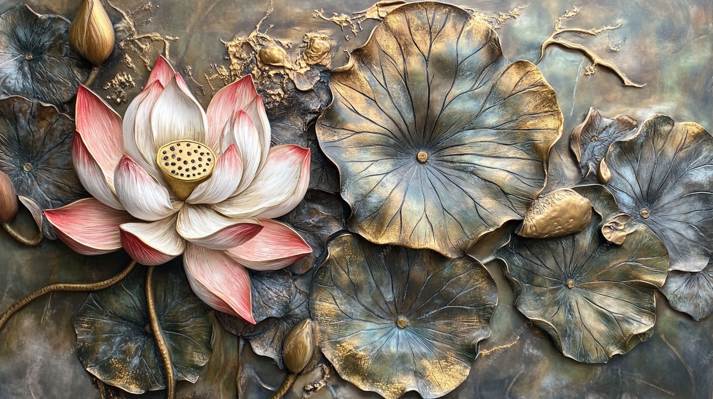 铜雕荷花艺术作品