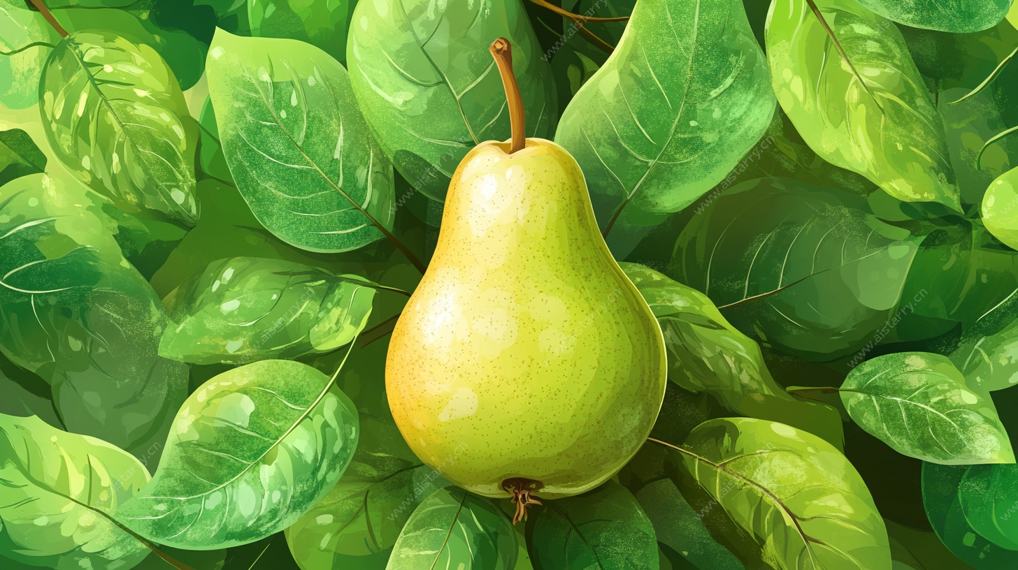 绿叶丛中的青梨