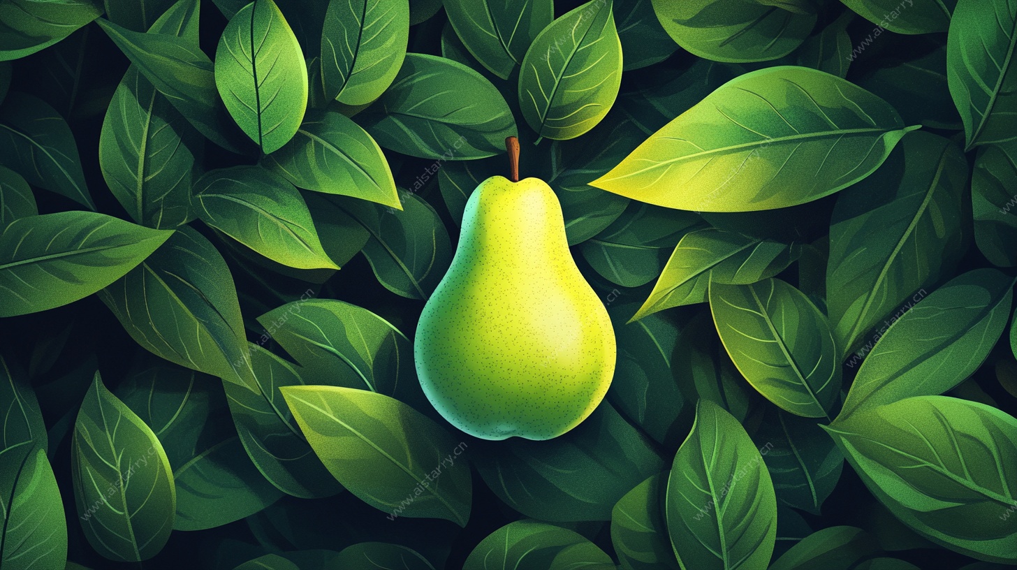 绿叶丛中的青梨