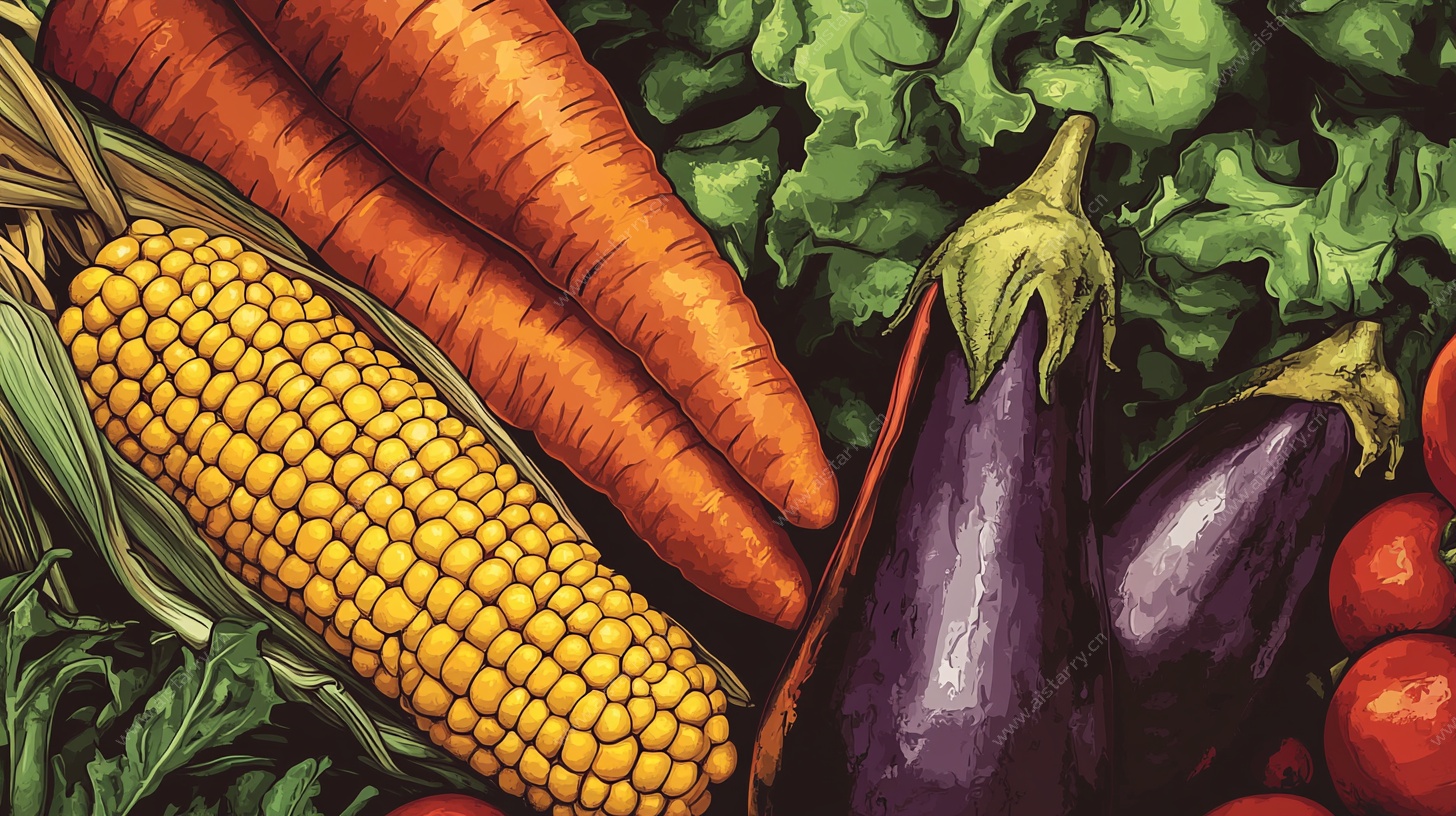 多彩新鲜蔬菜组合插画