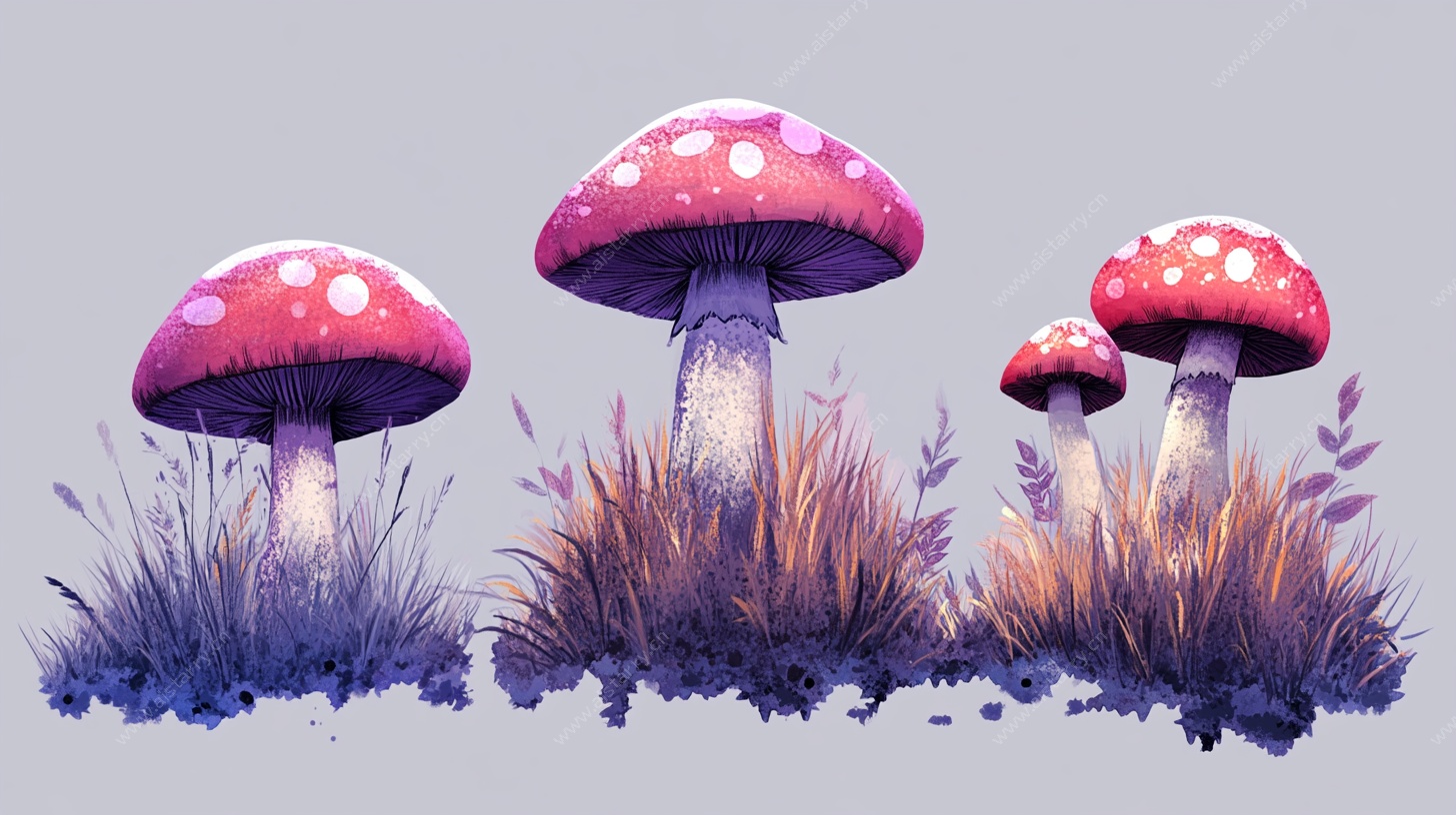水彩风梦幻蘑菇插画