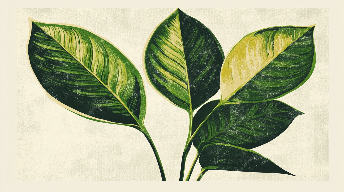 复古风绿叶插画