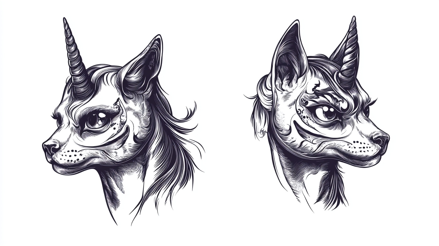 独角兽狗头像插画设计