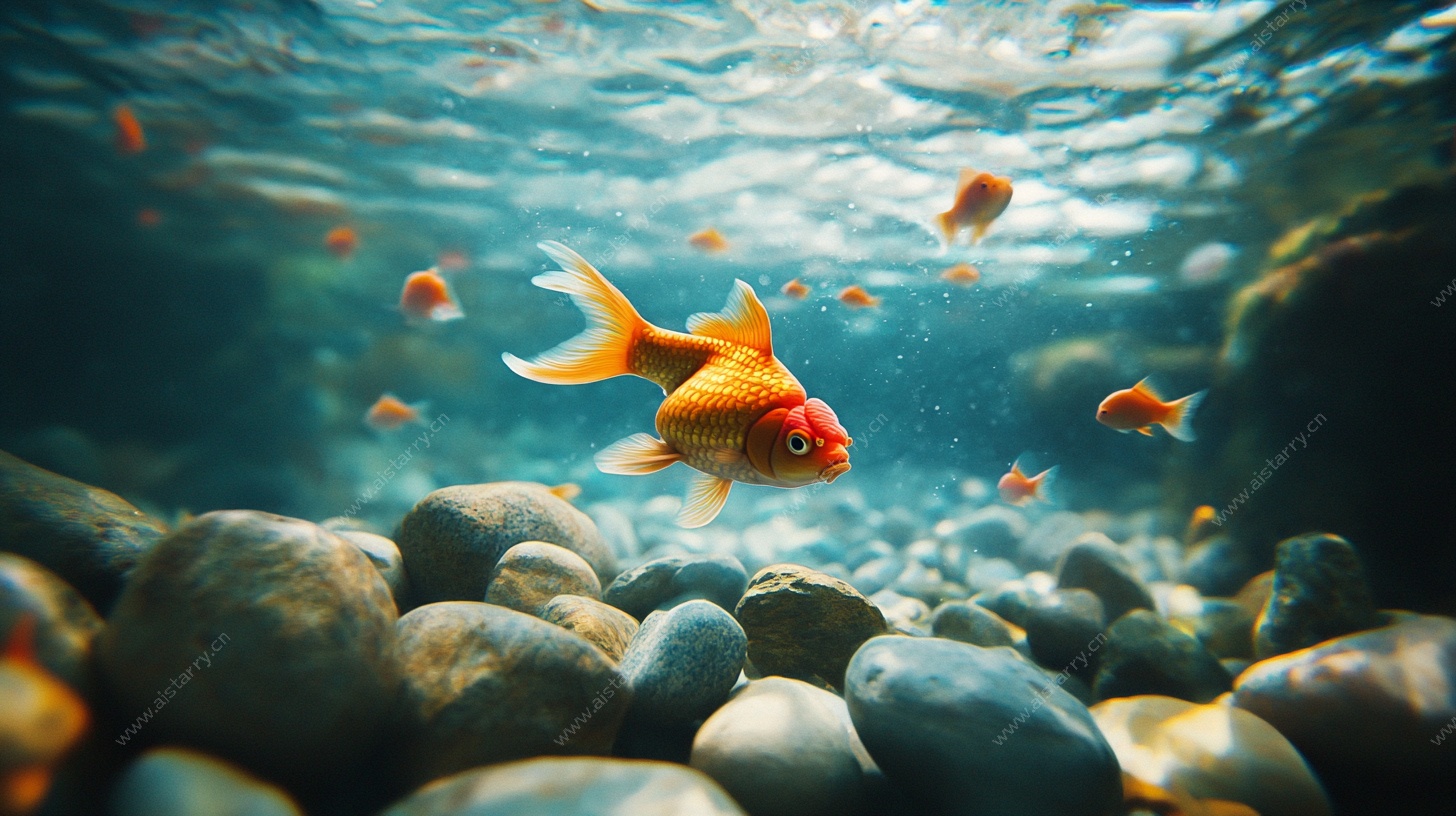 水底畅游的美丽金鱼