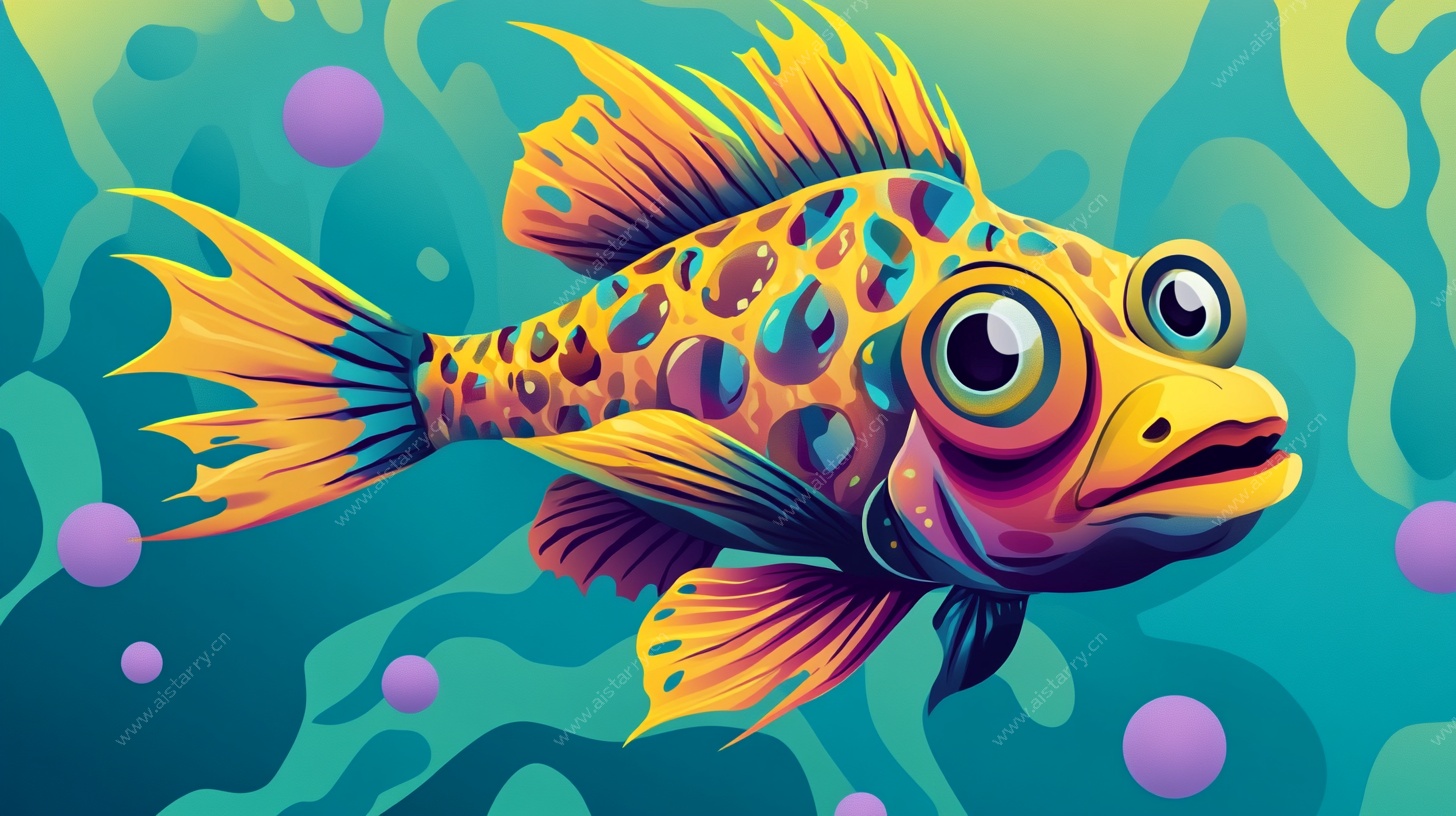 奇幻多彩鱼插画