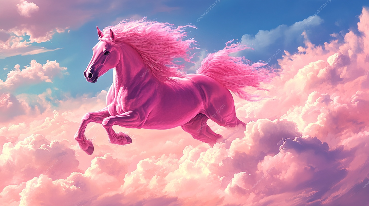 梦幻粉马翱翔云端