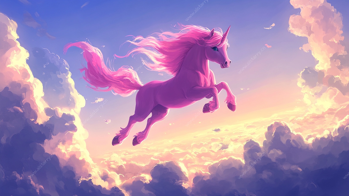 梦幻独角兽翱翔于云端