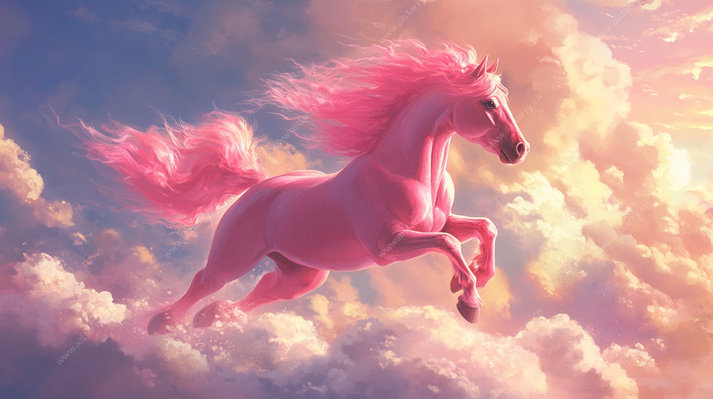 粉色天马云端奔腾