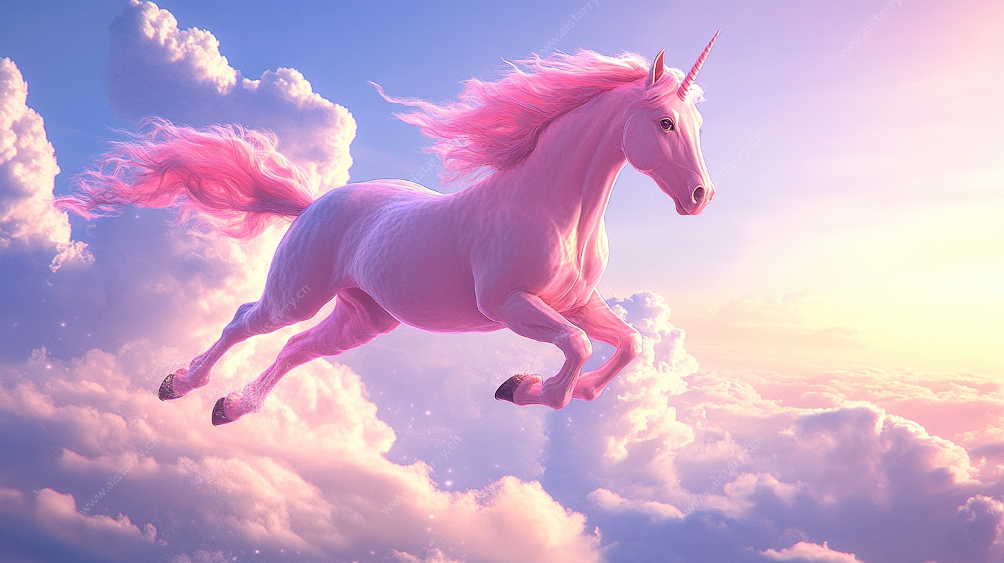 梦幻独角兽翱翔云端