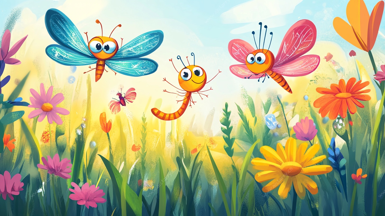 花丛中的可爱蜻蜓