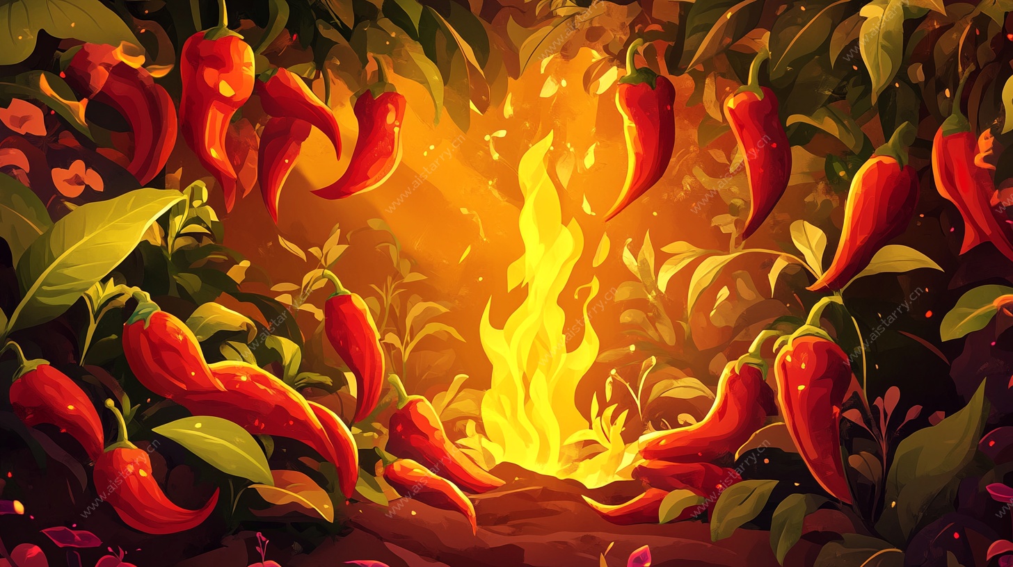 火焰中的红辣椒奇幻景象