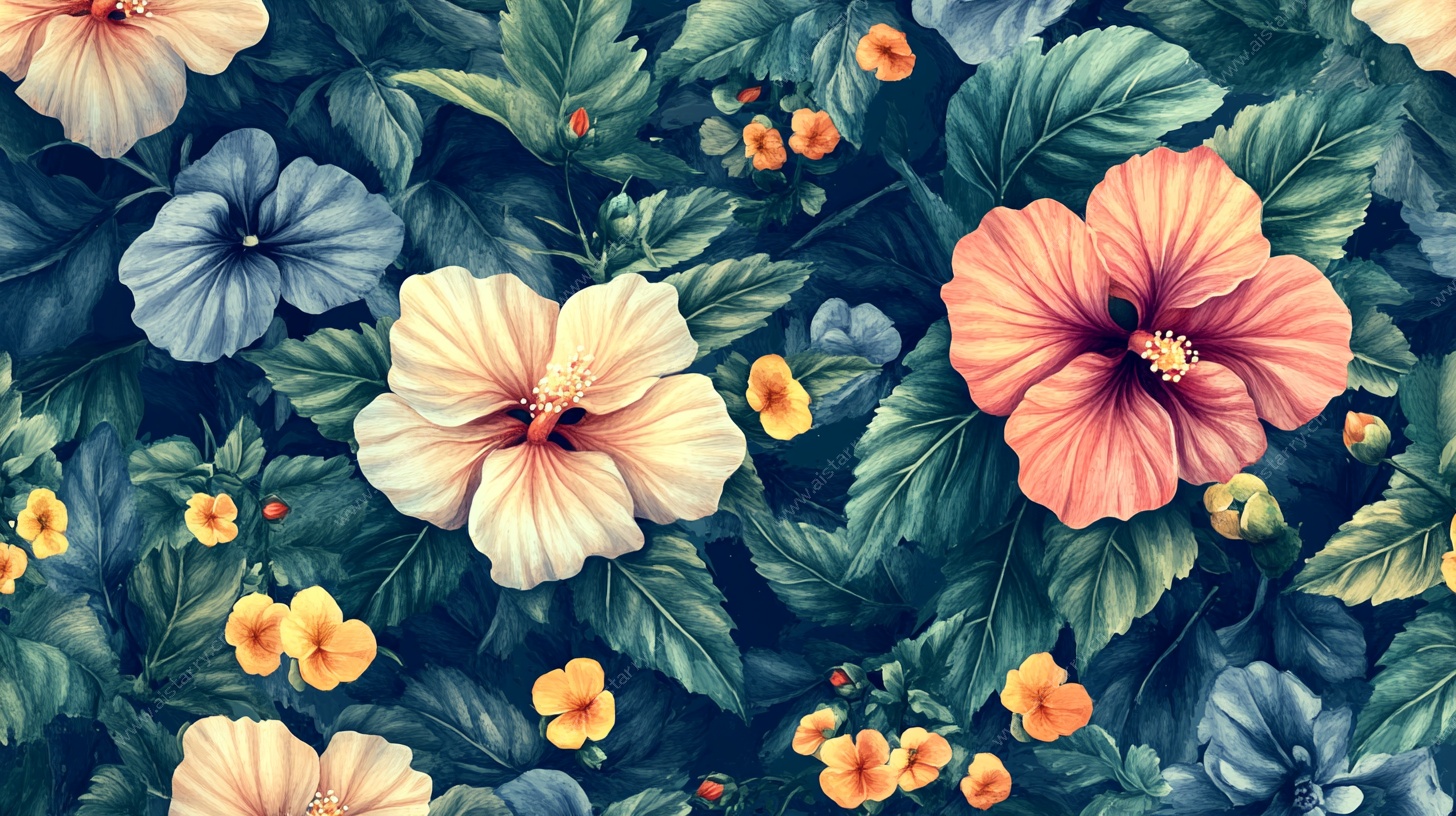 热带花卉图案背景