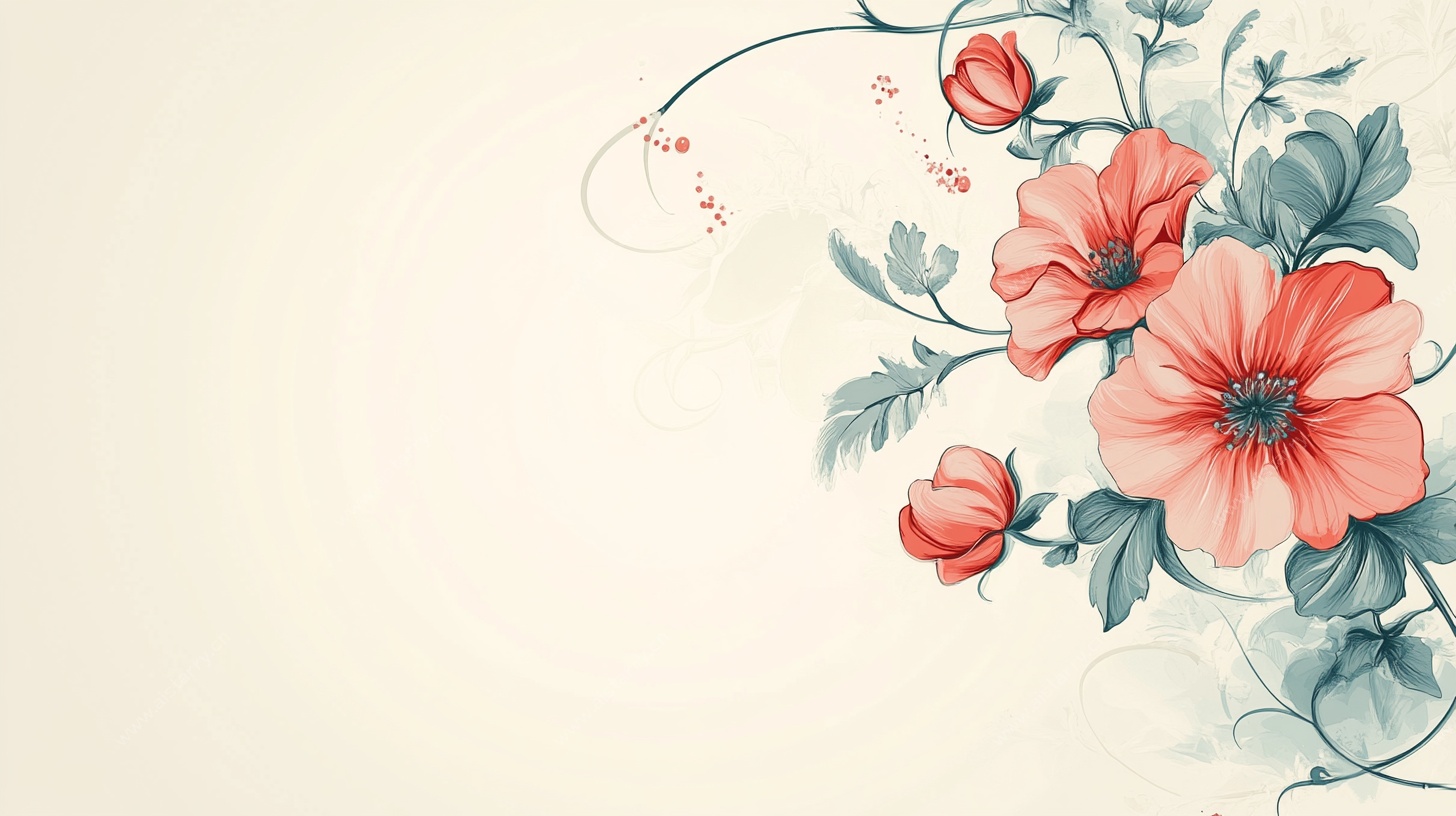 复古风花卉插画背景图