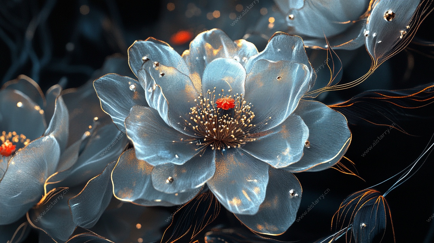 梦幻琉璃花朵艺术画面