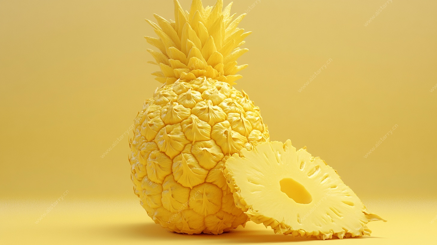 黄色立体风菠萝及切片图