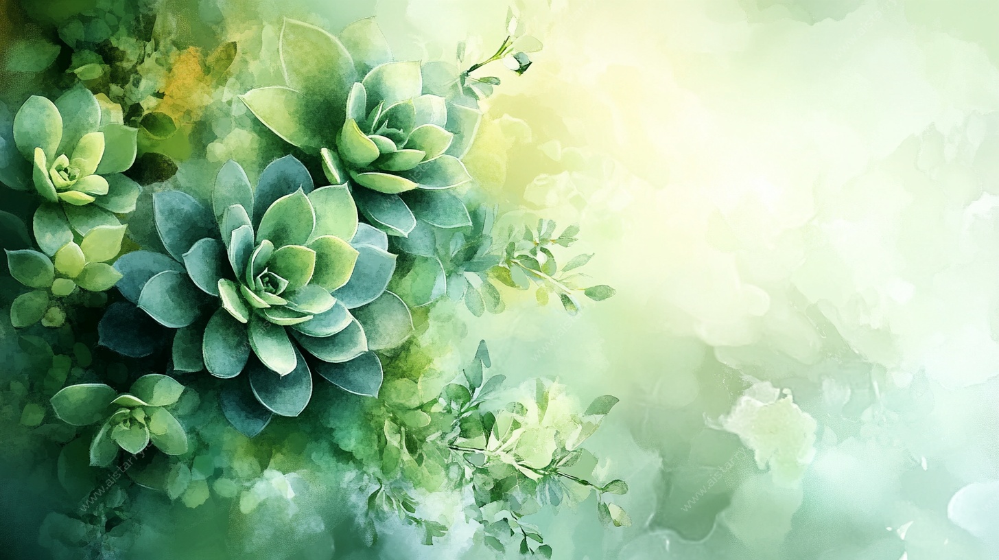 清新多肉植物梦幻背景图