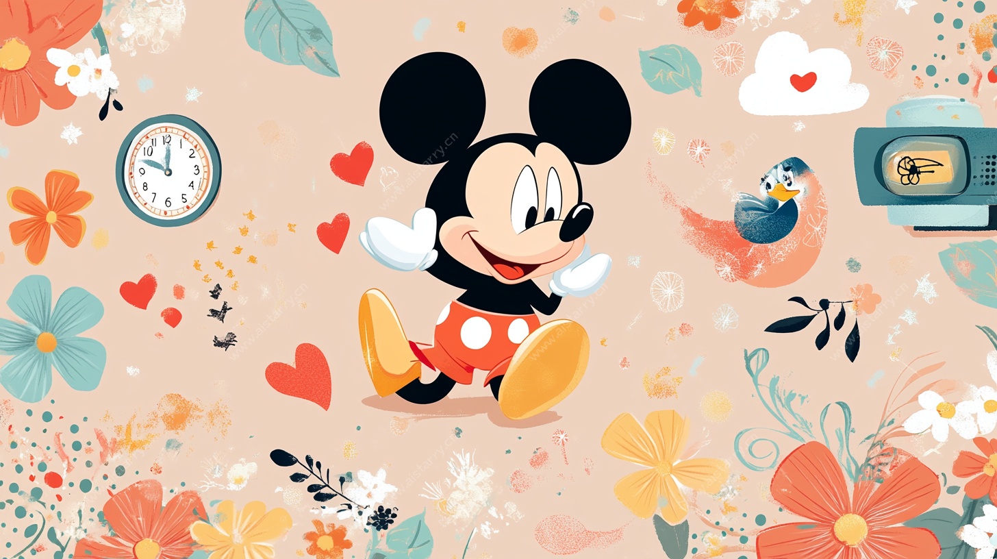 米奇欢乐插画 温馨氛围