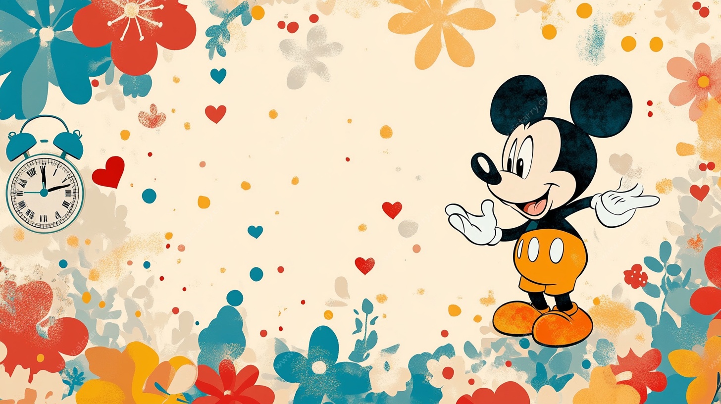 米奇卡通背景图 多彩浪漫