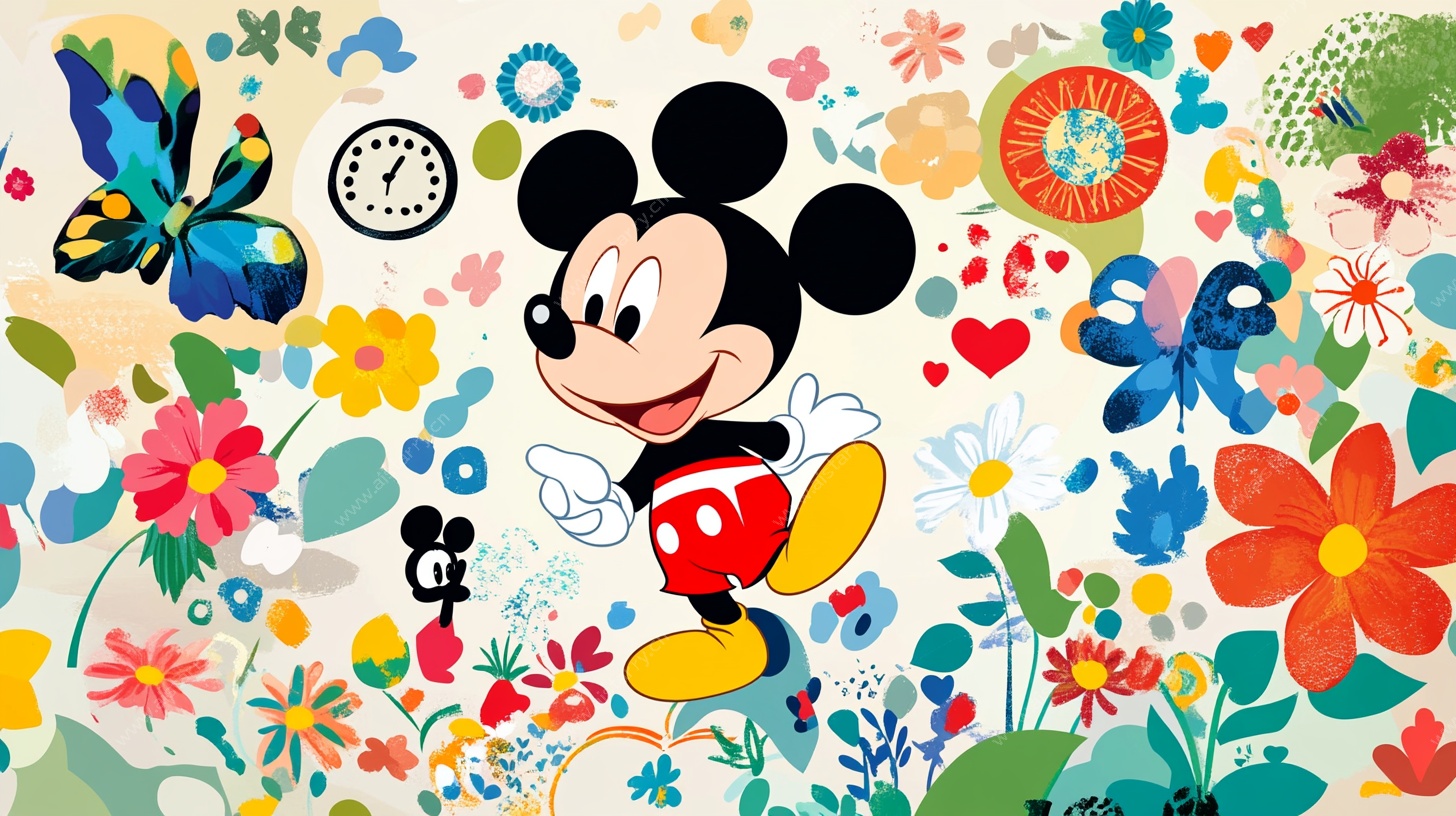 米奇置身缤纷花卉世界