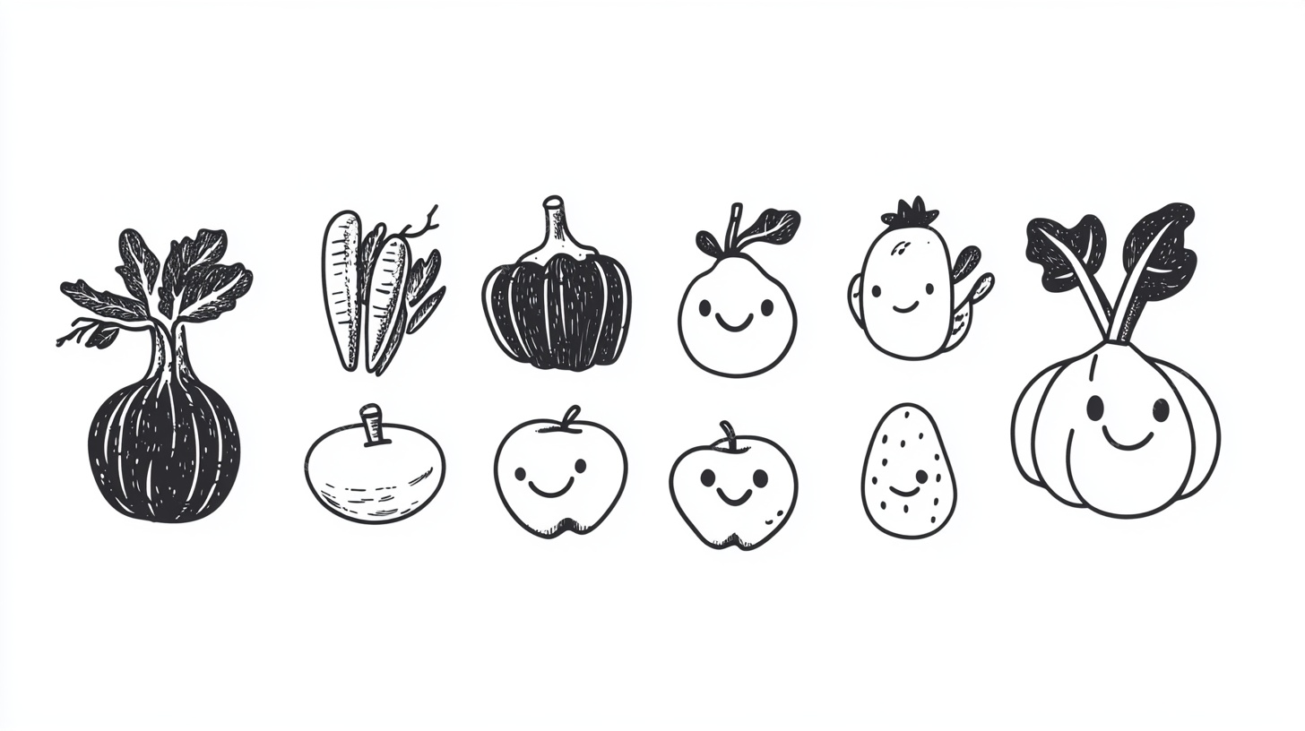 可爱手绘蔬菜水果插画