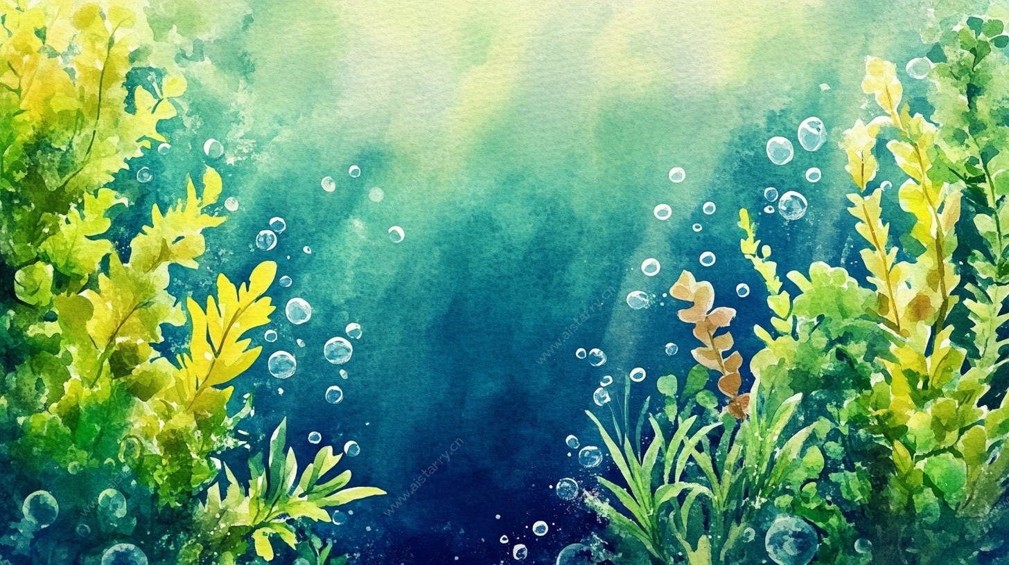 水彩海底植物梦幻背景图