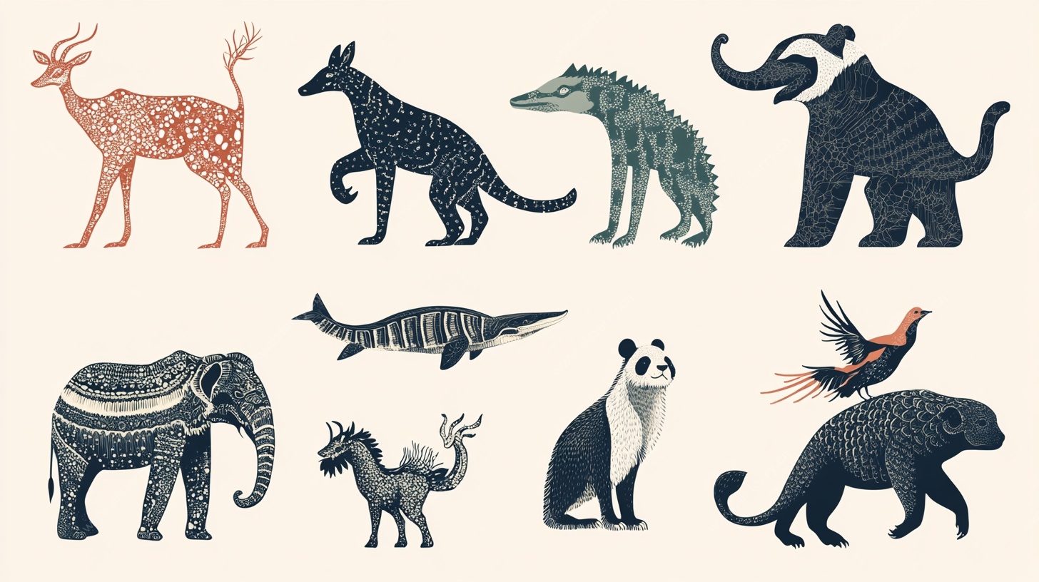 可爱手绘动物集合图