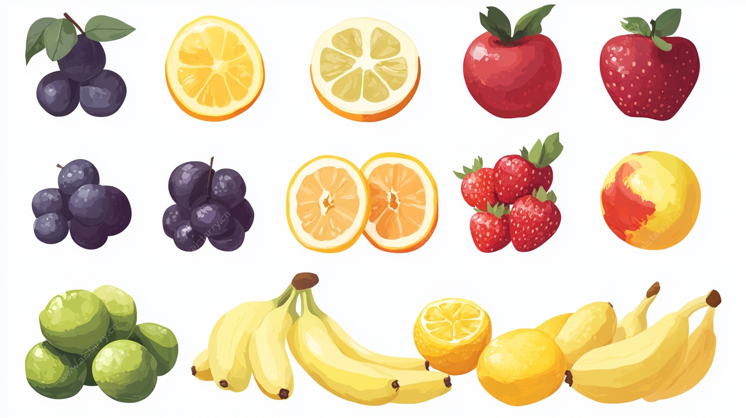 多彩新鲜水果插画集合