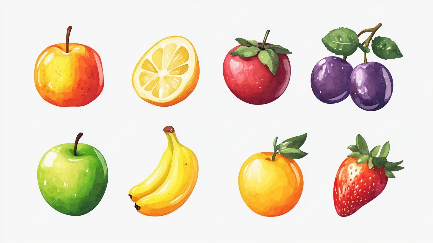 手绘多彩水果插画