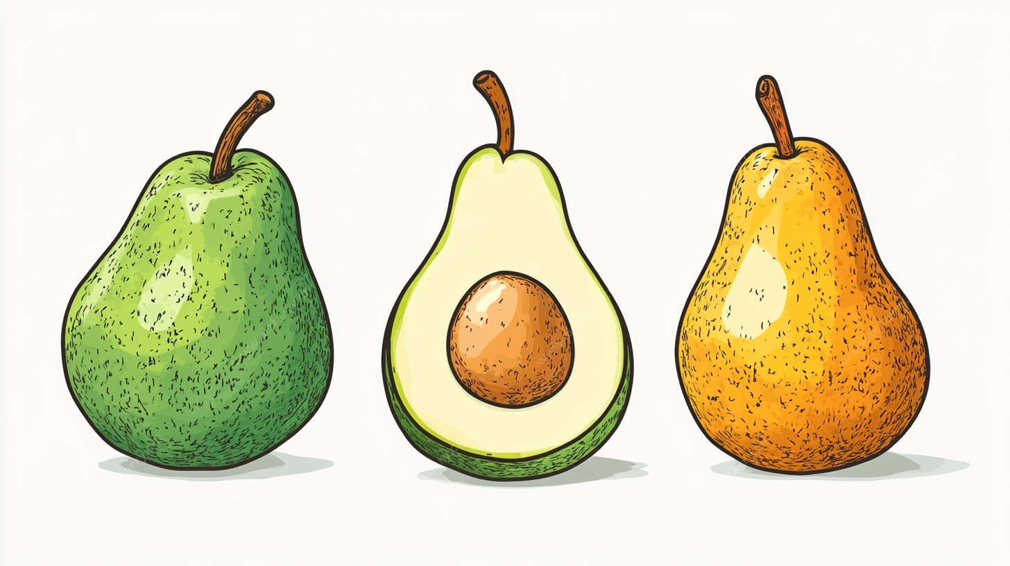 三个水果插画