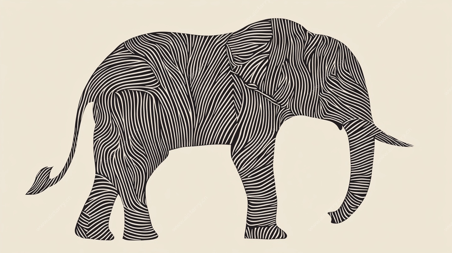 线条大象简约图案