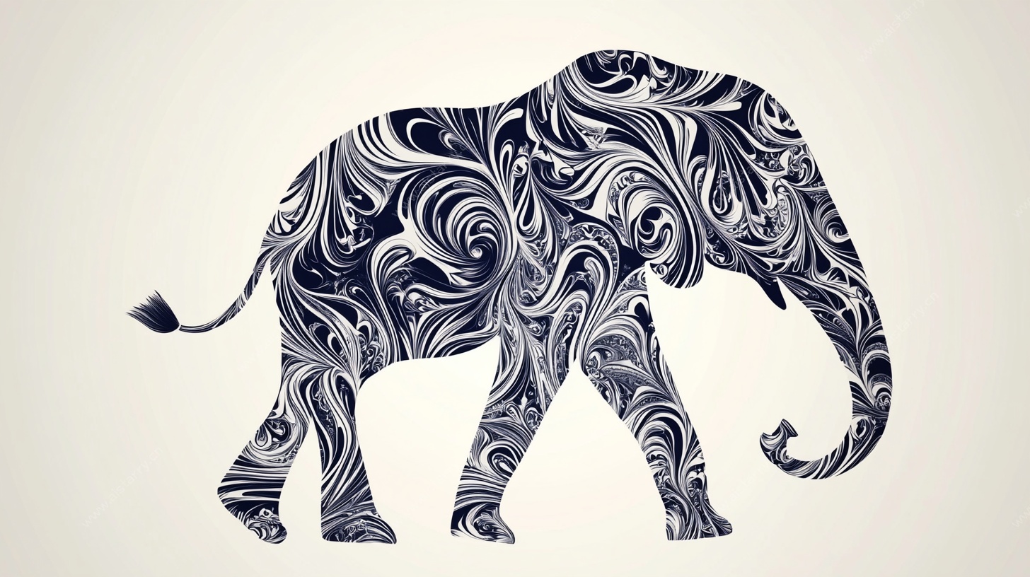 抽象花纹大象图案设计