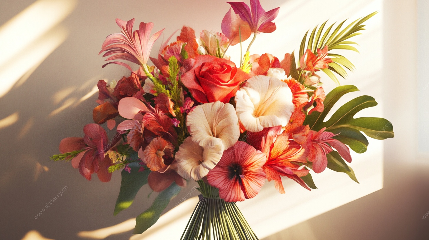 艳丽多彩花卉插花作品