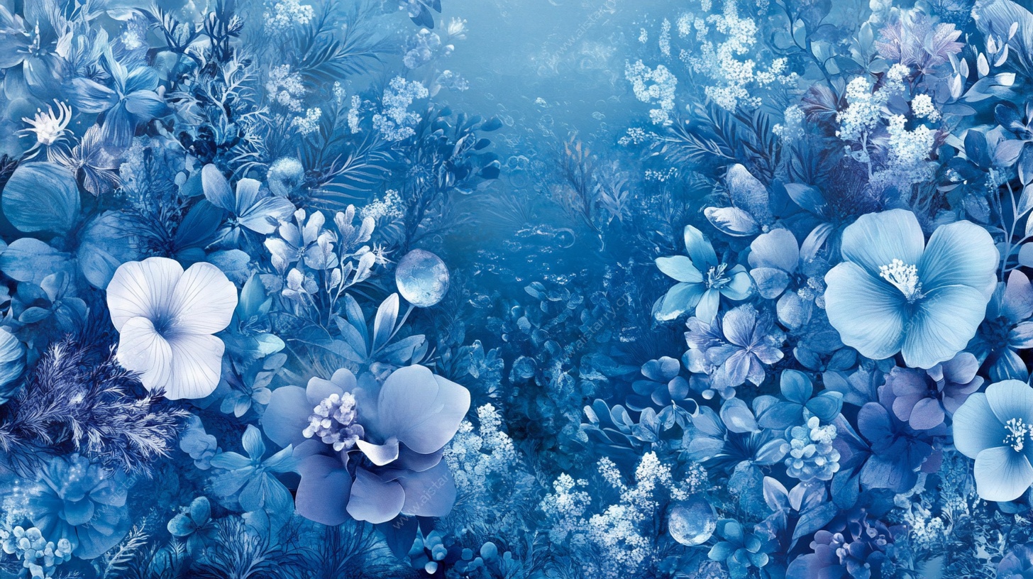 梦幻蓝色花卉背景图