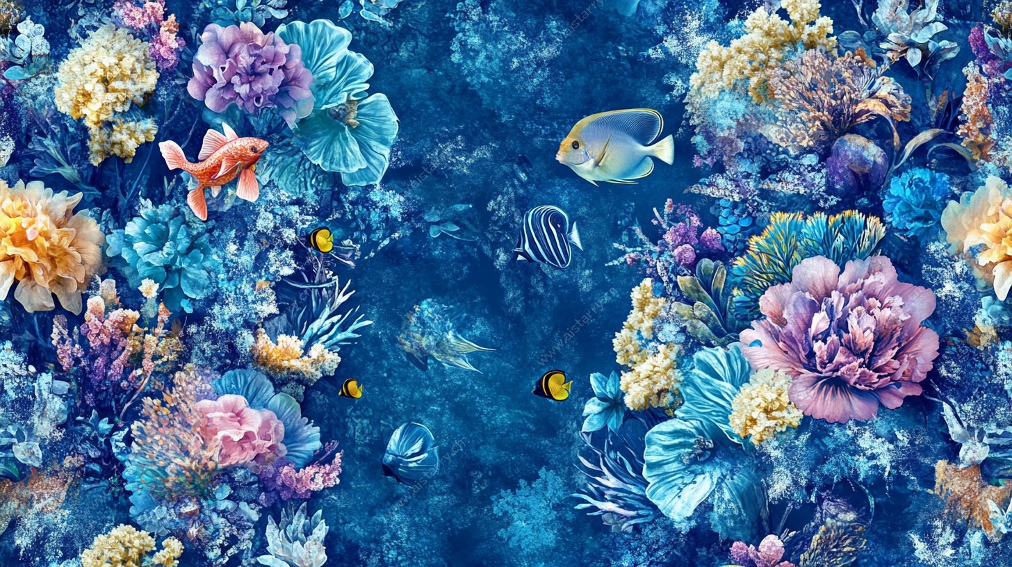 梦幻海底世界珊瑚与鱼群