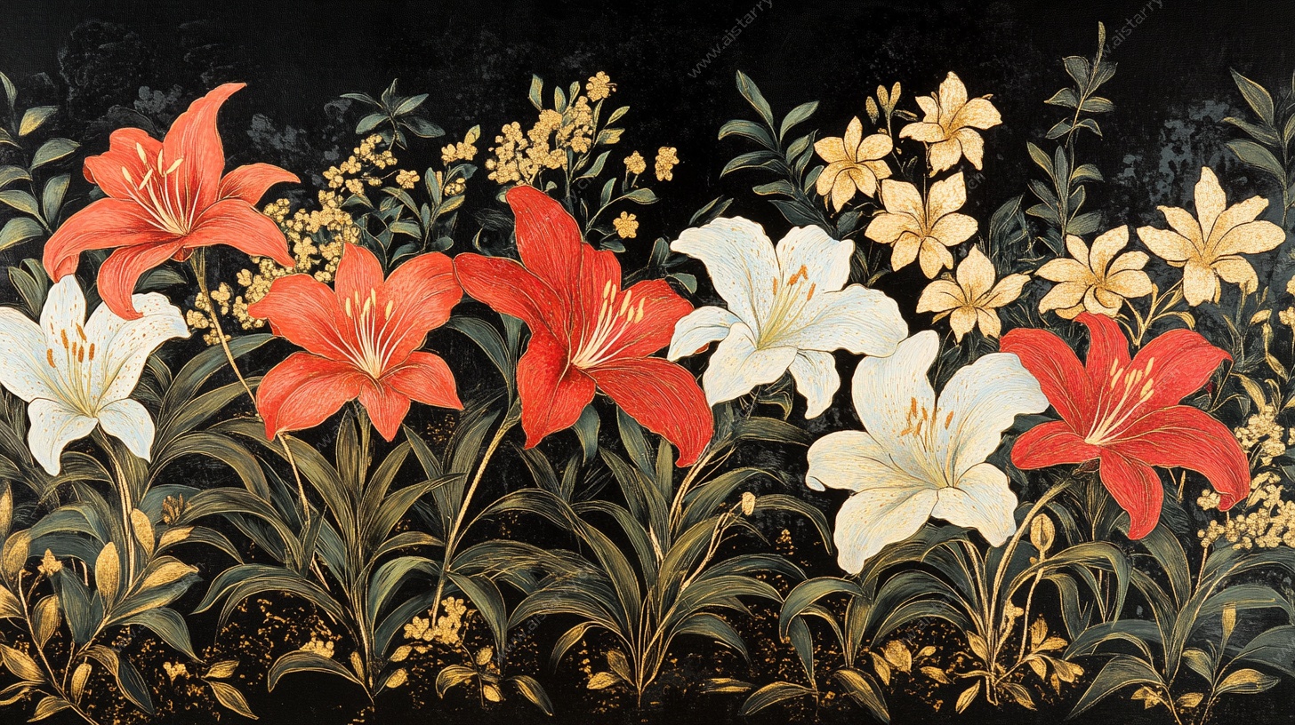 多彩百合花花卉装饰画