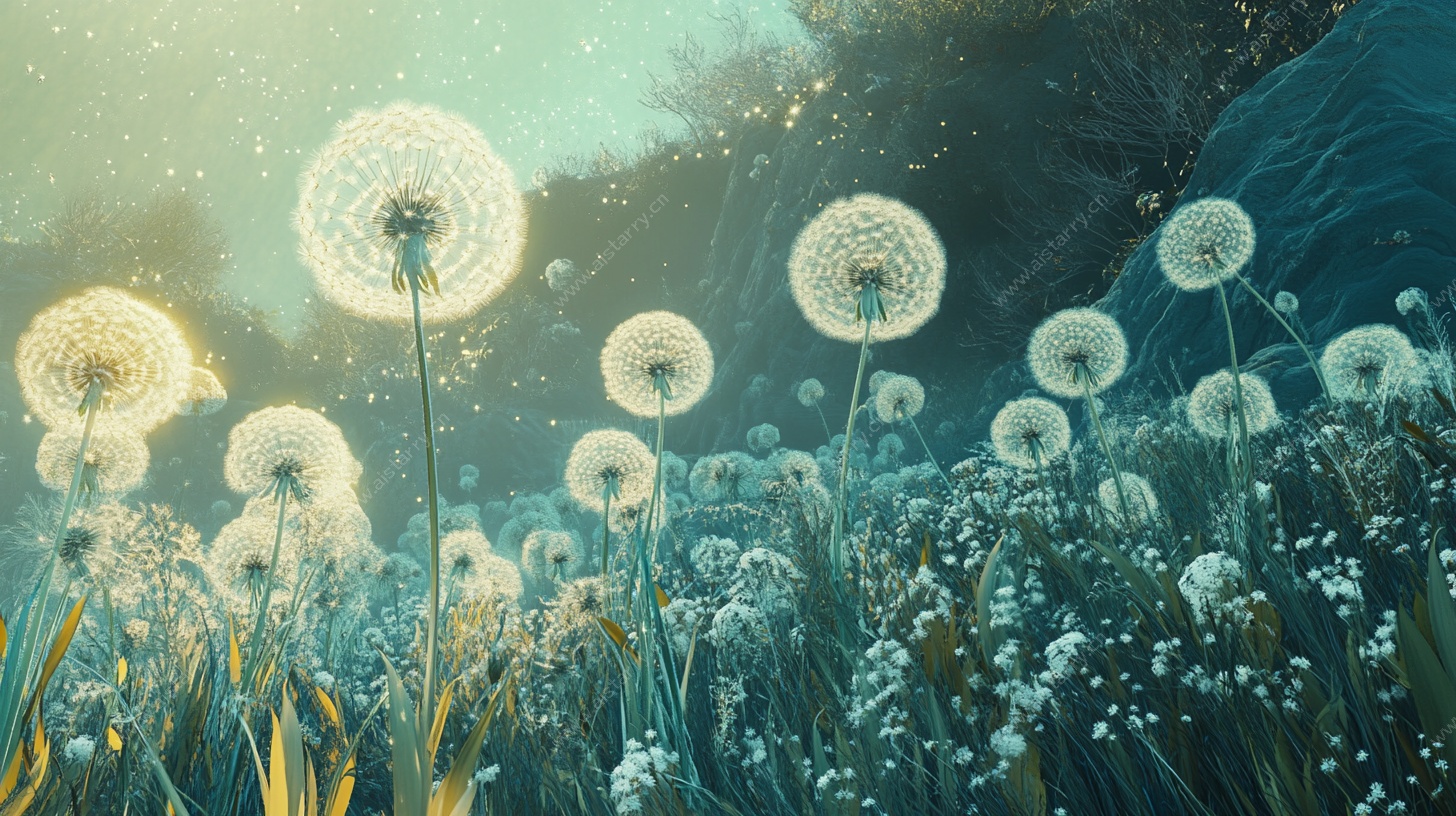 梦幻蒲公英花海