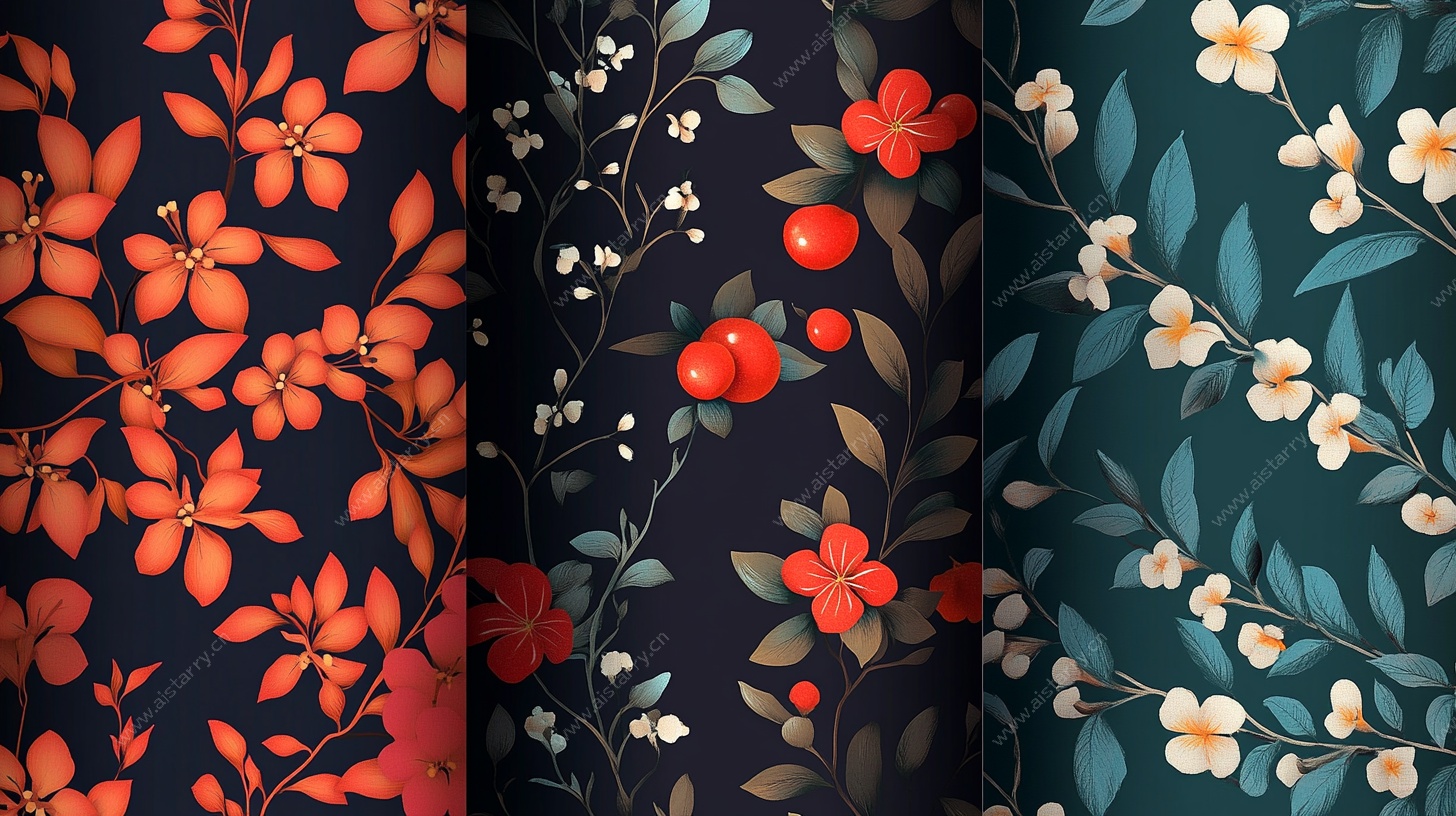 复古花卉图案布料展示