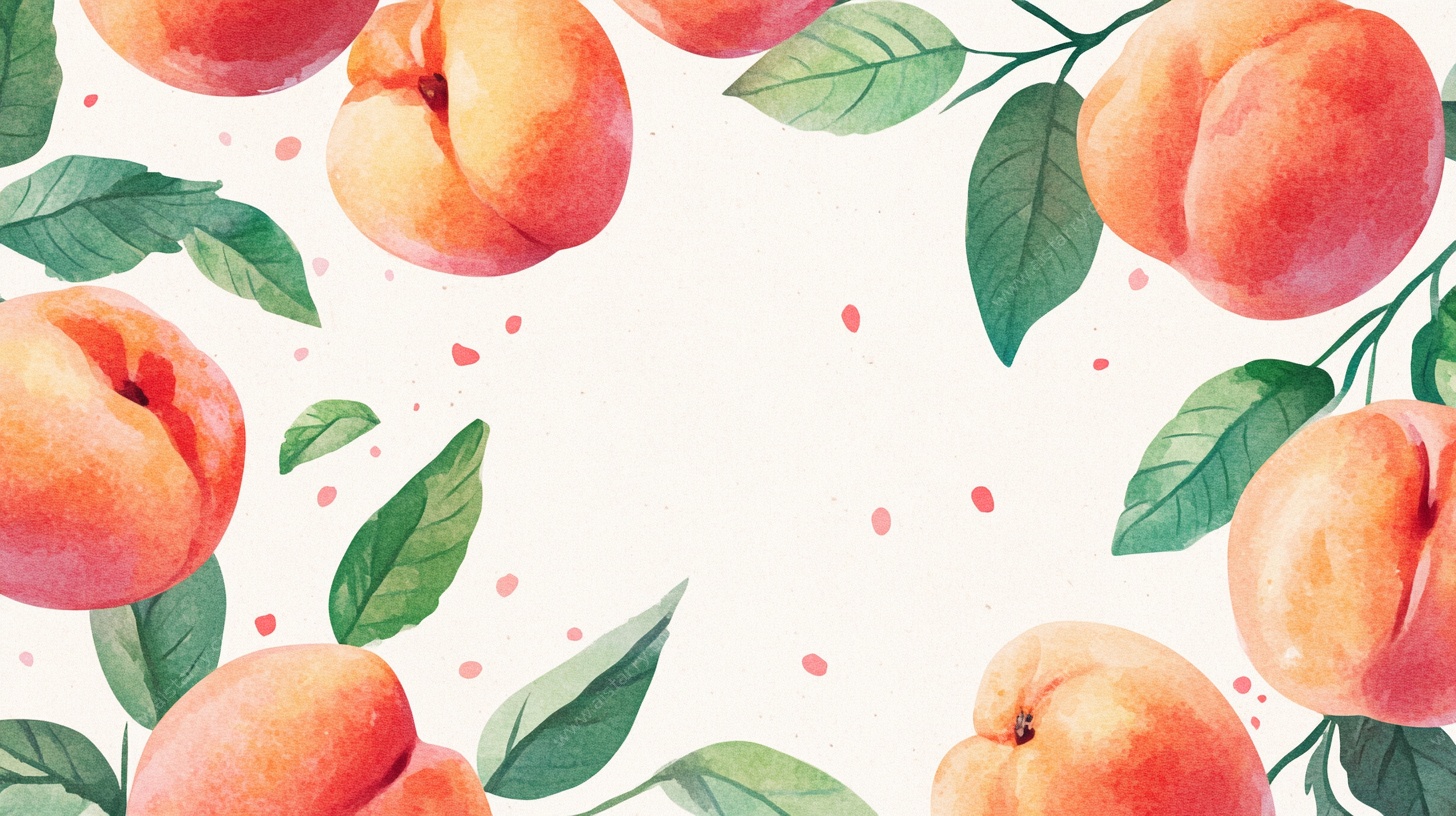 水彩桃子边框插画
