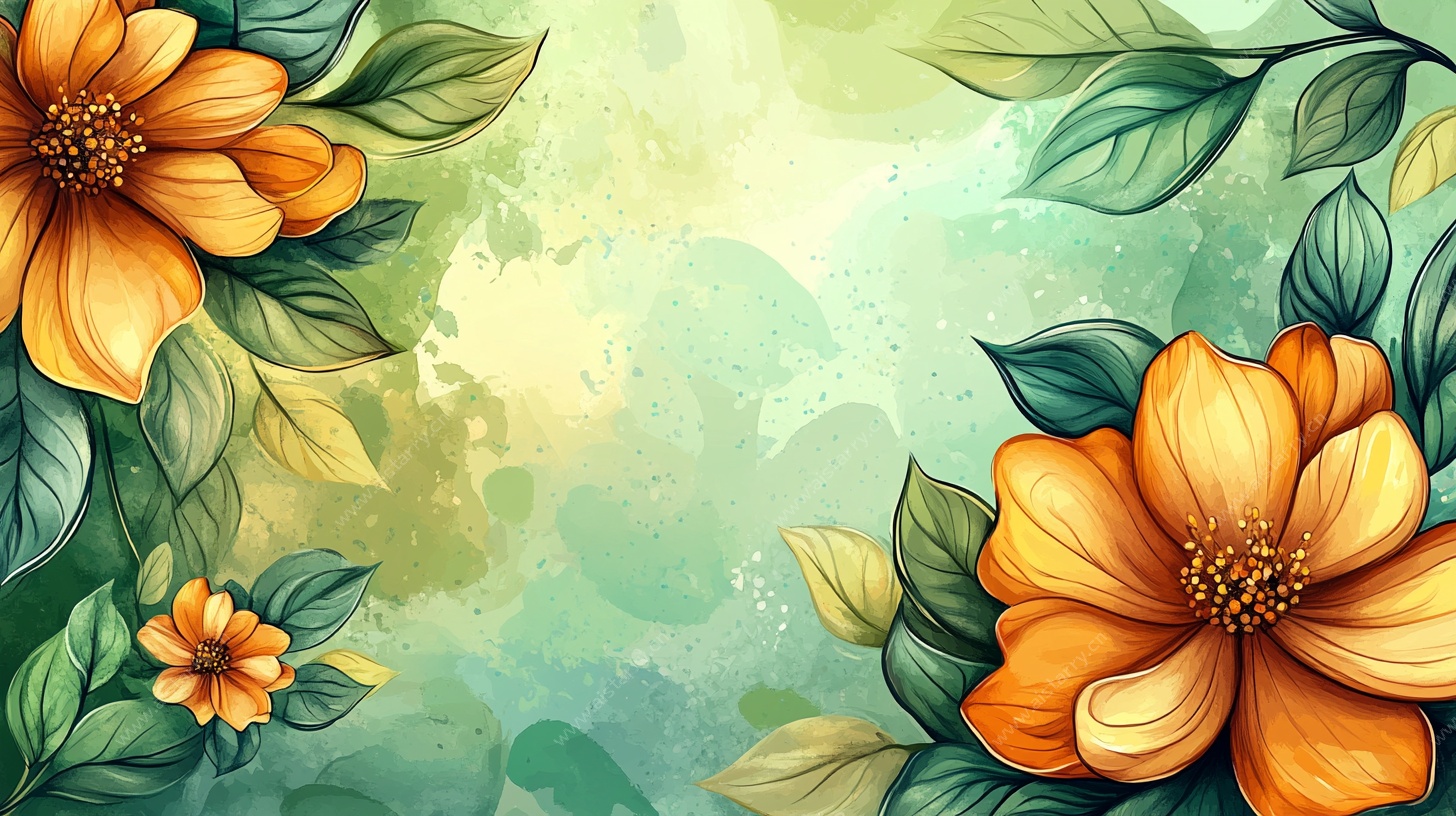 水彩风花卉背景图