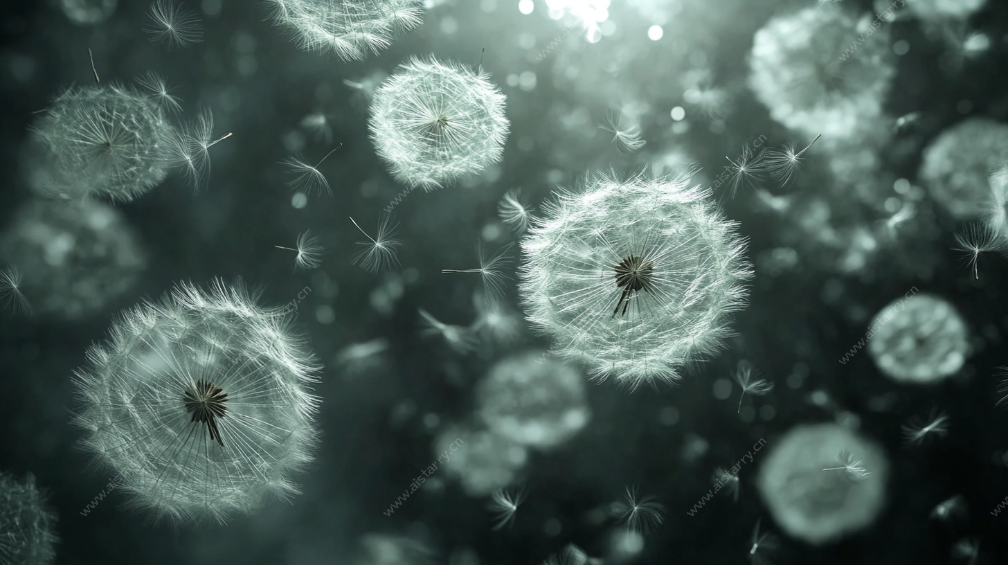 梦幻蒲公英的空中飞舞