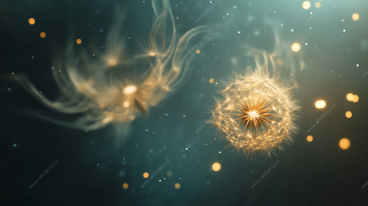 梦幻蒲公英在星空中飘散