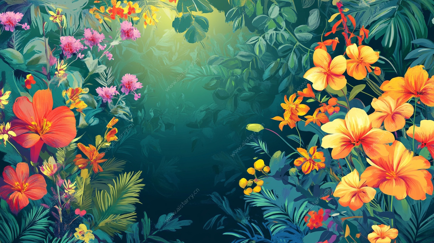 热带花卉梦幻植物背景图