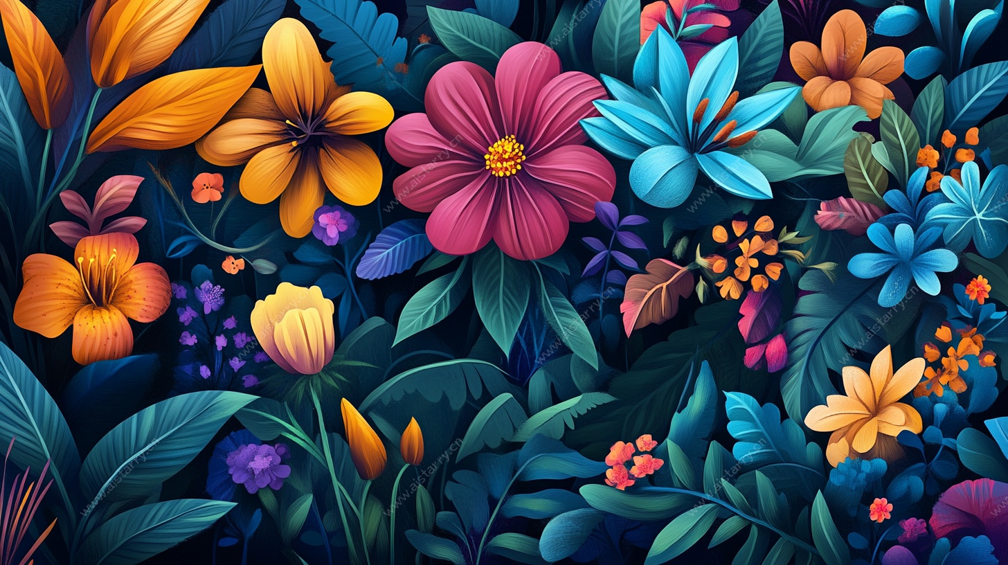 缤纷花卉插画