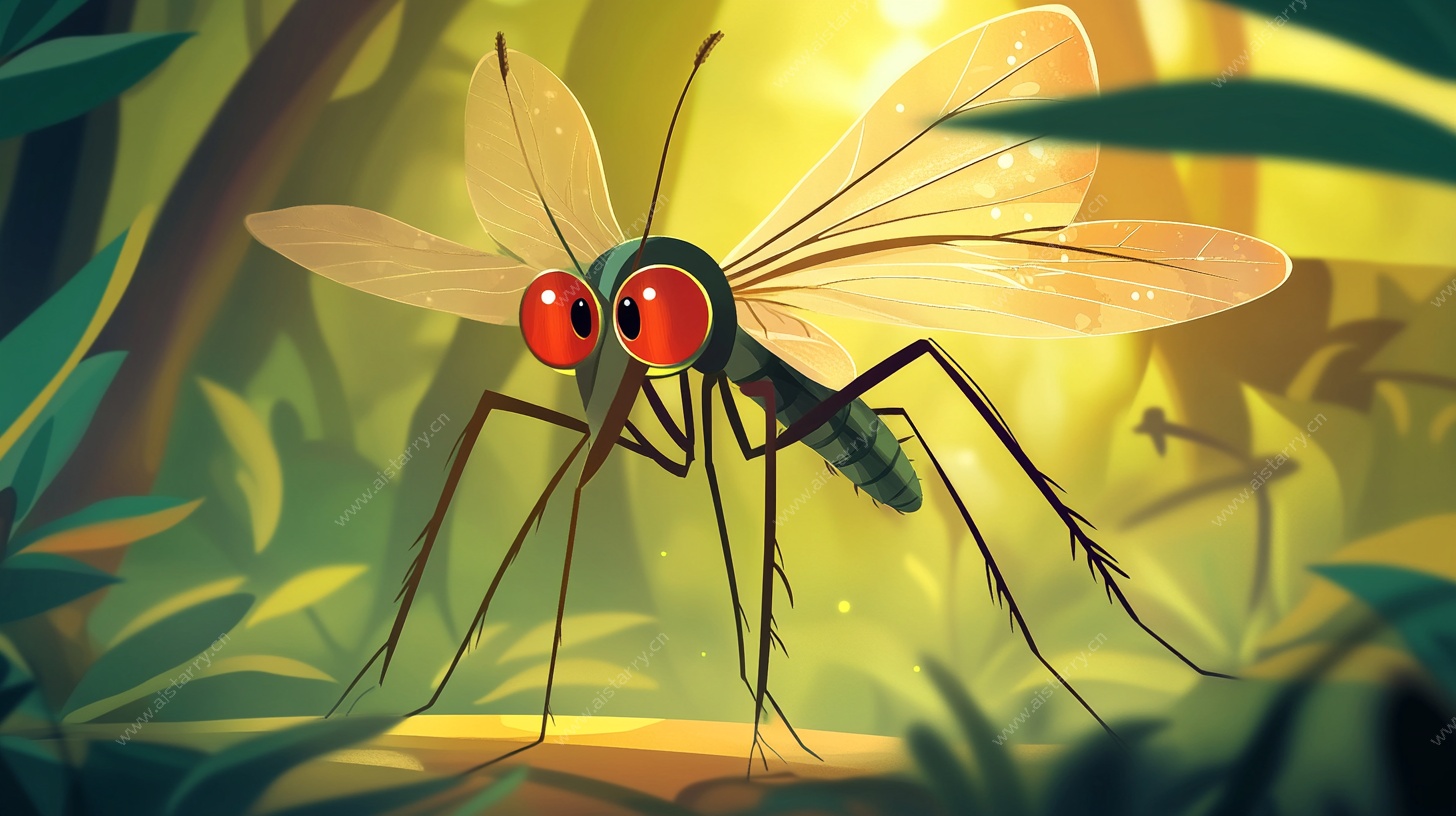 森林中的大眼蚊子插画