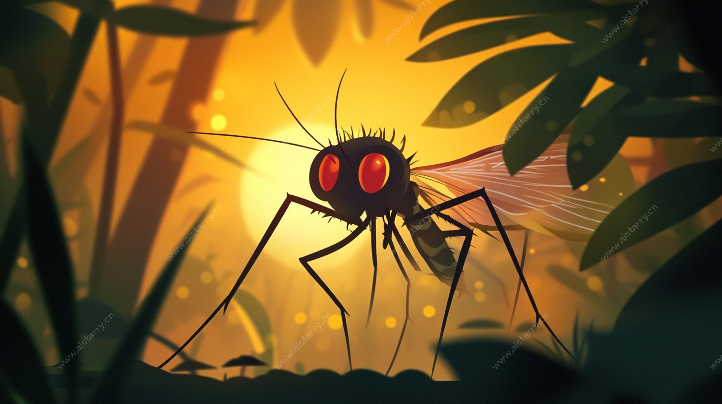 黄昏丛林中的红眼大蚊子