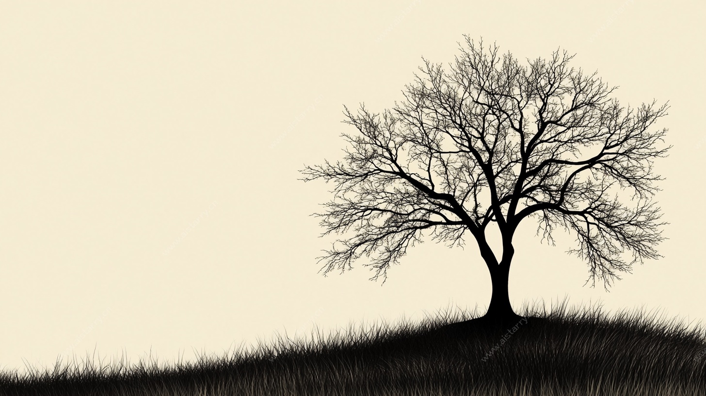 孤独的树剪影