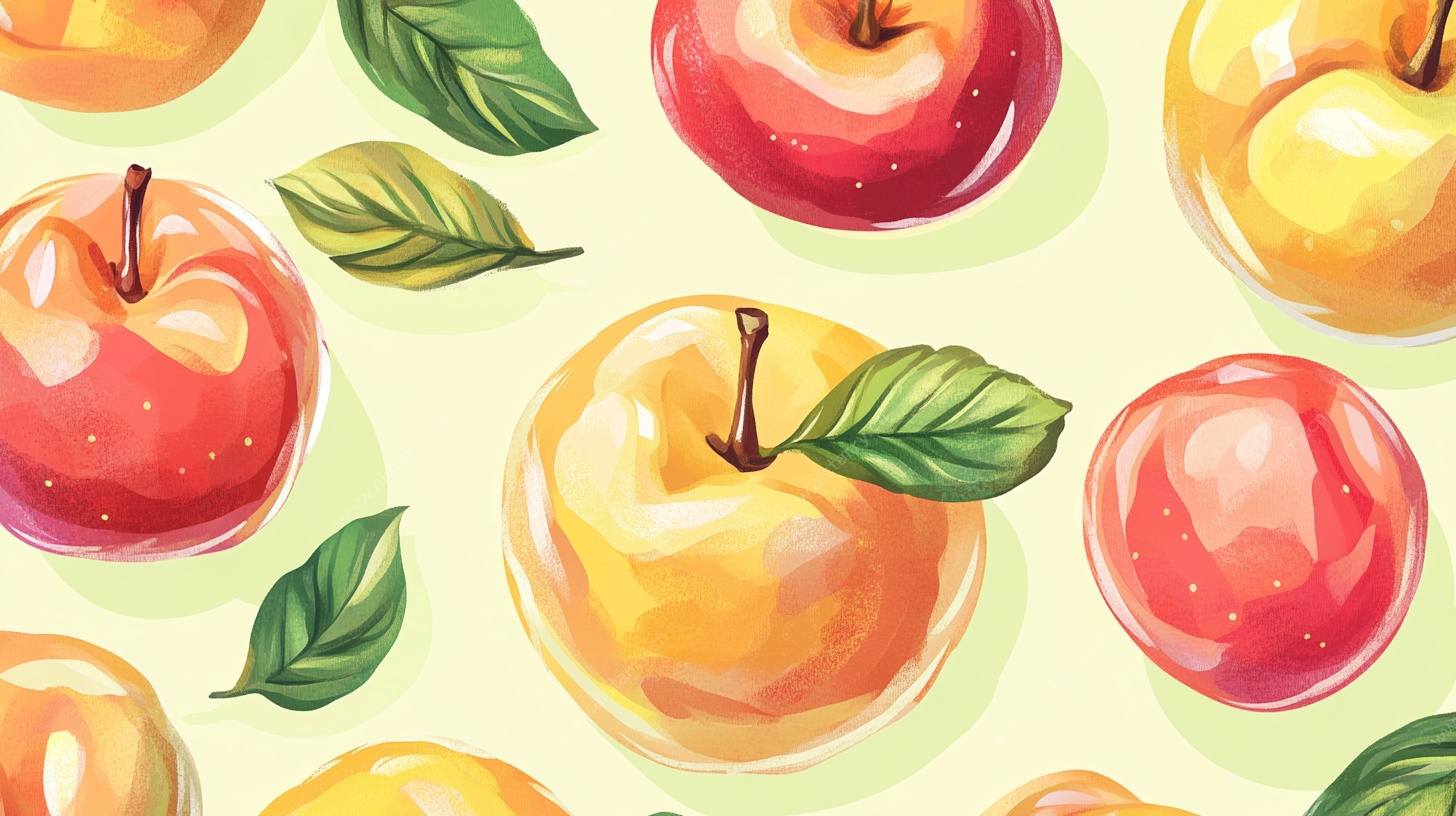 手绘水果苹果无缝图案